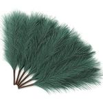 Serwalin Pampas Grass Decor 45cm 6pcs Green, Artificial Pampas Grass Spring Home Wedding Decor, Boho Party Fake Pampas Feather Decoration, Small Vase Filler Table Centerpieces Easter