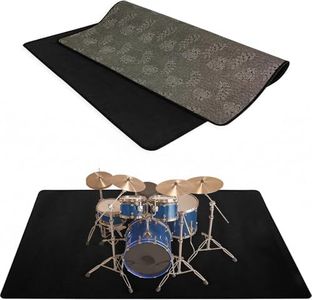 IBVIVIC 5.2Ft x 6.5Ft Drum Mat Drum Carpet Tightly Woven Fabric Drum Rug with Non-Slip Grip Bottom Roll of 35 Square Feet, Black