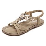 ZAPZEAL Womens Ladies Diamante Jelly Sandals Summer Beach FLIP Flops Toe Post Shoes Size EU 45 = 10 UK Apricot