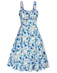 Belle Poque Summer Beach Swing Dress for Women Girls Sleeveless Sweetheart Neckline Halter Floral Dress 380-15 M