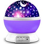 MOKOQI Star Projector Night Lights for Kids, Fun Gifts for 1-4-6-14 Year Old Girl and Boy, Projection Lamp for Kids Bedroom, Glow in The Dark Stars and Moon for Child Asleep Peacefully (Purple)