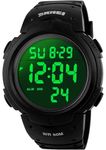 VDSOW Mens Sports Digital Watches - Outdoor Waterproof Sport Watch with Alarm/Timer, Big Face Military Wrist Watches with LED Backlight for Running Men - Black