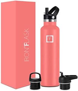IRON °FLASK Camping & Hiking Hydration Canteens - 3 Lids (Narrow Straw Lid) Leak Proof Vacuum Insulated Stainless Steel - Hot & Cold Double Walled Sports Water Bottle - Peach, 20 Oz, 24 Oz
