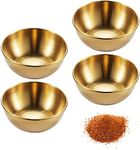 Offfay Dipping Bowls, Stainless Steel Dipping Sauce Dishes, Small Round Seasoning Dish, Sushi Dipping Bowls, Appetizer Serving Plates for Kitchen Home Restaurant (Gold)