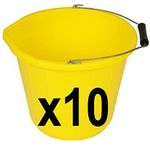 Srendi® Black/Yellow Plastic Builders Bucket 3 Gallon 14 Litre Water Mixing Storage Strong with Handle Made in U.K. (Yellow, 10)