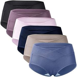 Mama Cotton Women's Under The Bump Maternity Panties Pregnancy Postpartum Maternity Underwear (Color-Multicolor-B 6 Pack, Size-L)