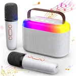 EagleStone Mini Karaoke Machine for Kids Adults with 2 Wireless Microphones, Portable Bluetooth Speaker 5.3 with Lights 5 Voice Changes, Toddler Teens Toys, 3 4 5 6 7 8 + Year Old Girl Birthday Gifts