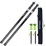 Telescopic Tarp Poles Set of Two, Adjustable Awning Poles for Tent Fly, Camping, Shelter, Awning, RV Car & Motorcycle Camping, Garden, Strong Aluminum 230CM with Zipper Bag