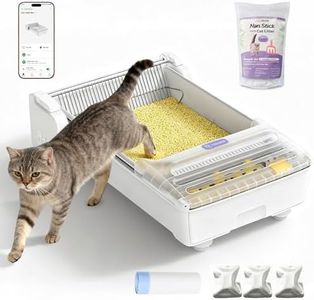 Fully Open Top Self Cleaning Cat Litter Tray Automatic Litter Box, Large Electric Litter Tray with APP Control, Smart Robot Litter Box for Multiple Cats, Anti-Pinch, Odour Control, with 5lb Litter
