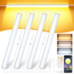 Lixada Under Cabinet Kitchen Lights 30CM Dimmable Cupboard Closet Strip Lights Remote Control APP Control LED Wardrobe Light for Indoor Kitchen Shelf Counter Corridor Stair(4 Packs)