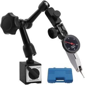 ALLmeter Dial Test Indicator 0.0005" Accuracy & Small Strong 90lb Magnetic Base Stand Kit Clamps 3/8'' for Tight Spaces,Confined Areas 0.03" Range Brass Finish