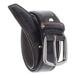 LOUIS STITCH Men's Dark Brown Italian Raw Crunch Leather Belt Handcrafted American Style Waist Strap with Glossy Buckle Premium Formal Belts for Men 1.5 Inch (38mm) (Size-36) (HKSWDB)