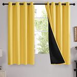 Deconovo 100% Blackout Curtain Panels with Total Block Out Liner, 63 Inches Long, Thermal Insulated Window Drapes, Full Sunlight Blocking Curtain Drapes for Rooms (2 Pieces, 52W x 63L Inch, Yellow)