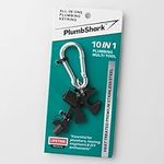 PLUMBSHARK 10 in 1 Plumbing & Heating Keyring Multitool - #10 Essential Plumbers Tools Including Radiator Key, Gas Box Key, Small Spanner for Drain Off Valve, Pump Valves, Radiator Valves + More