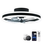 CHANFOK Smart Ceiling Fans With Lights Compatible with Alexa and Google Assistant 20", Low profile Ceiling Fan With Light and Remote & APP Control, 6-Speed Reversible Blades (Black)