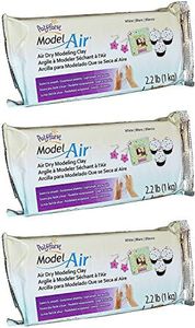 Sculpey Polyform Model Air White Dry Clay - Easy to Smooth Lightweight Durable - Ideal for Kids Crafts and Jewelry Projects - 2.2 pounds Pack of 3