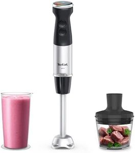 Tefal Quickchef+ 2-in-1 Stabmixer und Zerkleinerer, 1000 W, intuitive Geschwindigkeitsregelung, Turbo-Taste, Spritzschutz, Powelix-Messer-Technologie, Edelstahl, Schwarz, HB672830