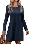 Zeagoo Jumper Dress for Women Elegant A-line Sweater Dress Basic Sweater Dress Pullover Knitted Dress Navy XXL