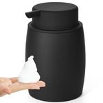 DAHACIS Refillable Black Foaming Soap Dispenser Bathroom, Dish Soap Dispenser for Kitchen Plastic Soap Dispenser Countertop, Foam Hand Soap Dispenser for Bathroom with Wide Pump (Black, Foam - B)