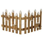 URBNLIVING Christmas Tree Skirt Stand Rustic Wooden Snow Fence 30 LED Lights (Brown, Set of 2)