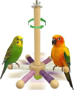 Hivovannn Rotating Bird Perch Toy – Fun Spinning Cage Stand for Parakeet, Budgie, Lovebird, Cockatiel, Conure, Finches & Quaker – for Small-Medium Birds to Relieve Boredom & Encourage Play (White)