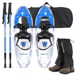 Carryown 4-in-1 Snowshoes for Adults Men Women Kids, Light Weight Aluminum Alloy Terrain Snow Shoes with Trekking Poles and Waterproof Leg Gaiters, Carryring Bag