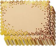 BLUE PANDA 50 Pack Disposable Gold Paper Placemats - Scalloped Kraft Paper Tablemats with Gold Foil Polka Dots for Wedding, Birthday, Special Events (10x14 Inch)