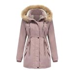 YFFUSHI Women Warm Faux Fur Hooded Jacket Long Sleeves Fleece Lined Winter Coat Fashion Winter Parka Outerwear