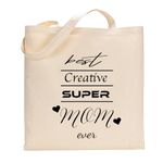 Natural Cotton Tote Bag 6 Pack, Reusable Grocery Shopping Cloth Bag, Suitable for DIY Crafts, Mom Appreciation, Gifts Funny, Bag with Pocket