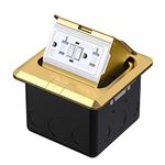 Pop Up Floor Outlet, Electrical Outlet with 20A Duplex Receptacle, Floor Outlet Box with GFCI Tamper Resistant Receptacle, Slow Speed Bouncing Floor Outlet with Damping Device, Gold