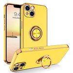 BENTOBEN iPhone 13 Case, Phone Case iPhone 13, Slim Fit 360° Ring Holder Shockproof Kickstand Magnetic Car Mount Supported Protective Women Girls Men Boys Cover for iPhone 13 5G 6.1 Inch, Yellow Lemon