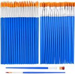 Zefphxs 100 Pcs Small Paint Brushes, Paintbrushes with Flat and Round Pointed, Face Paint Brushes Art, Prefect works with Oil, Acrylic and Watercolor Painting