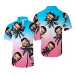 Custom Hawaiian Shirt with Face Picture for Men Personalized Tropical Summer Beach Casual Short Sleeve Button Down Shirts (UK, Alpha, L, Regular, Regular, 7)