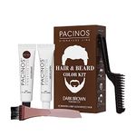 Hair & Beard Color Kit - Eliminate Grays in 5 Min. - Easy to Apply Brush-In Formula - Hair Coloring Formula for Men - Create a Fuller Look - Enhance the Appearance of Your Hair, Moustache & Beard (Dark Brown)