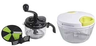 Wonderchef Turbo Dual Speed Food Processor & String Plastic Chopper Combo (Black, White and Green)