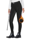 FitsT4 Sports Women's Winter Horse Riding Pants with Zipper Pockets Full Seat Riding Tights Fleece Lined Equestrian Breeches Black S