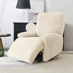 HOKIPO 1 Seater Recliner Sofa Cover, 210GSM Thick T-Type Jacquard, Beige (AR-4972-BGE)