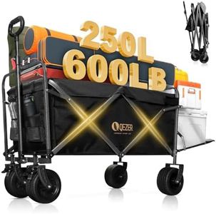 QEZER Collapsible Folding Wagon with Tailgate and Brake, Duty Utility Cart