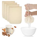 WLLHYF 4 Pack Cotton Nut Milk Bag 12×8 Inches Fine Mesh Cheese Cloth Multiple Usage Reusable Food Strainer Professional Cold Brew Filter for Straining Juice Coffee Yogurt Tea (Cotton, 12×8 in)