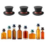 Reusable Silicone Wine Stoppers, Magic Hat Champagne Bottle Caps and Beverage Bottle Covers, Funny Wine Accessories for Christmas and Parties, Set of 3 (Black)