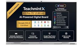 Teachmint X - Premium Digital Board for Teaching 75 Inch (1.9m) | Google EDLA | X2 Pro Interactive Whiteboard Android 14 | 8GB, 128 GB| Inbuilt Camera & mic, Octa-Core | Schools, Colleges & Coaching