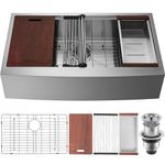 VEVOR Farmhouse Kitchen Sink, 304 Stainless Steel Drop-in Sinks, Top Mount Single Bowl Basin with Ledge & Accessories, Household Dishwasher Sinks for Workstation, Prep Kitchen, and Bar Sink, 36 inch