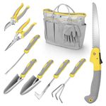 Blumway Garden Tool Sets, 10 Piece Stainless Steel Heavy Duty DIY Gardening Tool Set, for Planting Gardening Use with Carry Bag Gloves, Ideal Garden Gifts for Women Men (Gray)