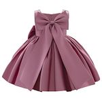 Flower Girls Wedding Dress Kids Pageant Bridesmaid Dress Baby Silky Satin Bowknot Toddler Girl Pirncess Birthday Party Christening Baptism Dress Formal Prom Gown Dusty Pink - Bow 6-12 Months