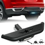 BESKE Black Textured Fits Vehicles with 2" Hitch Receiver Textured Black Hitch Step Rear Bumper Guard Protector with Pin Lock and Stabilizer