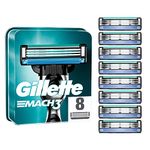 Gillette Mach3 Razor Blades Men, Pack of 8 Razor Blade Refills, Stronger Than Steel Blades, Enhanced Lubrastrip