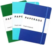 PAPERAGE Lined Journal Notebooks, 3 Pack, (Royal Blue, Sky Blue, Green), 160 Pages, Medium 5.7 inches x 8 inches - 100 GSM Thick Paper, Hardcover