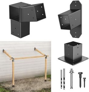 Antsky 15° Wall Pergola Kits - Stainless Steel 15 Degrees Wall Mounts pergola for 4x4 Posts(Actual 3.6" X 3.6"), Roof Bracket Kit, Angled Pergola Construction Pergola Bracket Kit(3-Way)