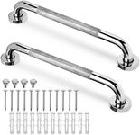 Built Industrial 2 Pack Shower Grab Bars for Bathtubs and Shower, 16 Inch Anti-Slip Handle for Elderly, Handicap, Seniors (Chrome)