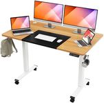 MOUNTUP 55x28 Inches Electric Height Adjustable Standing Desk, Sit Stand Desk with Memory Controller, Ergonomic Stand Up Desk for Home Office with Splice Board, Oak+Black